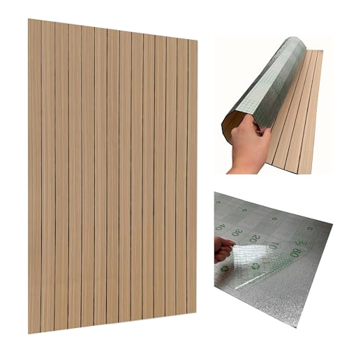Wandpaneel Lamellen 100x60 cm Selbstklebend – PVC + PE-Schaum 2,8 mm – Holzoptik Beige/Braun – 3D Wandverkleidung Dekopanel für Wohnzimmer, Schlafzimmer, Küche, Bad – Abwaschbar & Wasserfest (LO2)