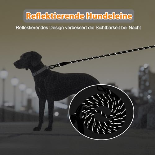 Hundeleine, 1,2 m/1,5 m/2 m/3 m/5 m/10 m/20 m/30 m, mit gepolstertem Robuste Hundeleine, geeignet für das Training und Spazierengehen kleine mittelgroßer und Hunde Abschließbarer Karabine