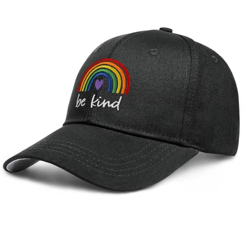 Image of Gay Pride Rainbow Trucker Hat for Men and Women LGBT Embroidered Adjustable Washable LGBTQ Baseball Cap Gifts