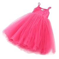 ZINPRETTY Bebê-Meninas Vestido Infantil Babytutu Playwear Sem Mangas Para Festa De Aniversário Infantil Vestido De Verão De Tule Na Altura Do Joelho 2-3T Rosa