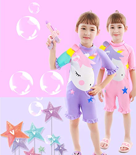 Baby Toddler Girls Unicorn Swimsuits One Piece Swimwear Bathing Suits Rash Guard UPF 50+ (Pink Star Unicorn, 2-3 Years)