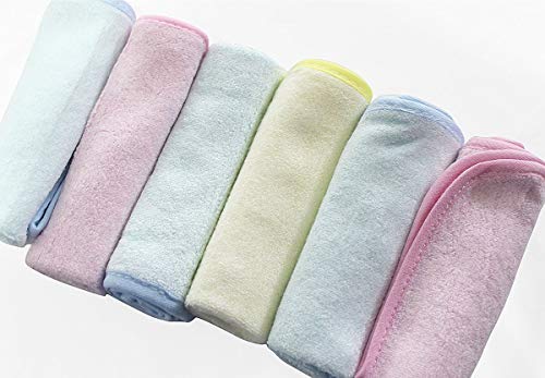 Image of Kassy Pop Baby Bamboo Cotton Washcloths- Natural Muslin Cotton Baby Wipes - Soft Newborn Baby Face Towel and Muslin Washcloth for Sensitive Skin, 6 Pack 10x10 inches, Multicolor