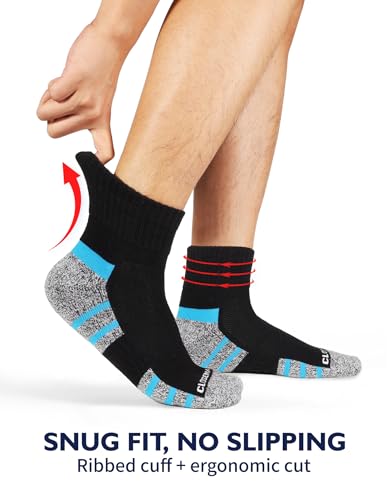 Image of CLOSEMATE 6 Pairs Mens Athletic Ankle Socks Cushioned Running Quarter Socks
