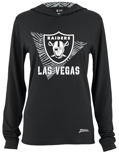 Zubaz NFL Women's Hood Lined Lightweight Hoodie, Zebra Liner, Las Vegas Raiders, Large