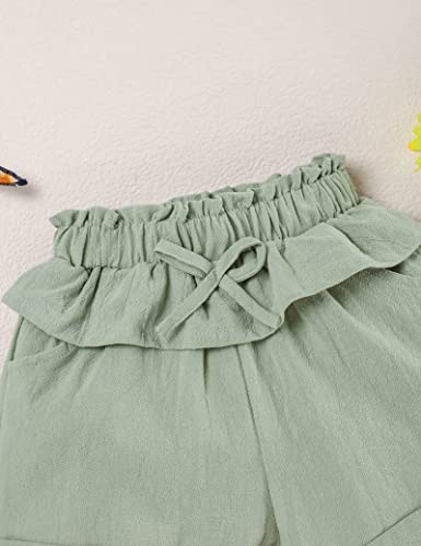 oklady Toddler Girl Clothes Ruffle Floral Embroidery Shirt and Shorts Set 3-4T