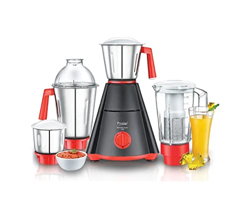 Prestige Nakshatra Super Mixer Grinder- 750 watts - with 3 Stainless Steel Jar and 1 juicer Jar - Black and Red Colour, Medium (42522)
