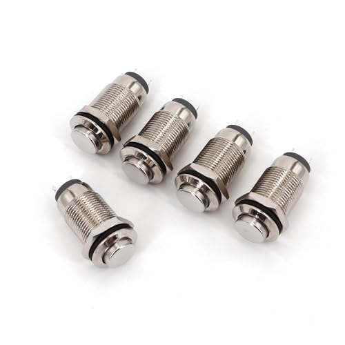 Interrupteur bouton-poussoir 12mm étanche en métal SPST marche-arrêt x5