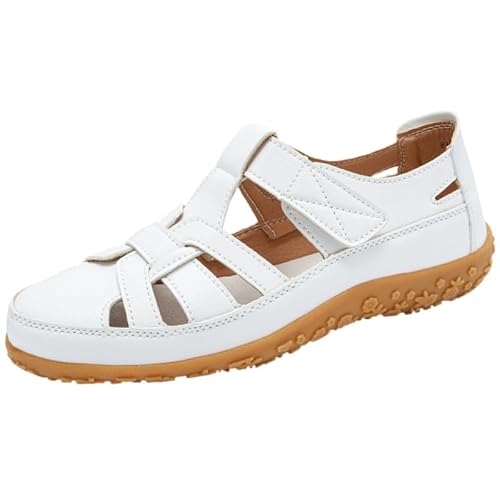 Fusecottc Women's breathable sandals - casual and fashionable, breathable, anti-slip and durable (white,6.5)