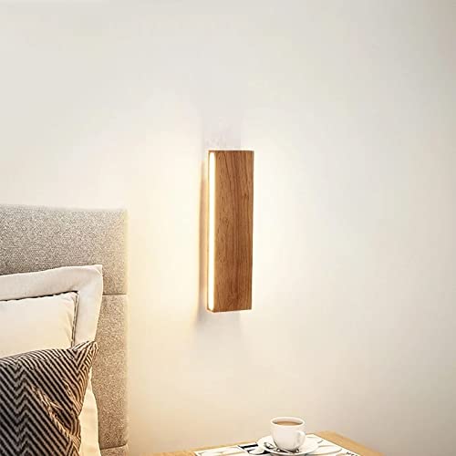 Lámpara de pared LED de madera con luz de lectura rectangular para decoración de interiores 7