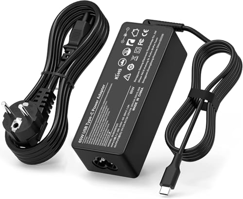 Shefor Cargador USB C 65W 20V 3.25A Compatible con Lenovo, HP, DELL, ASUS, Acer, MacBook – Adaptador de Corriente Tipo C para Portátiles con Cable Resistente y Protección Integrada