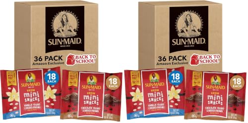 Image of Sun-Maid Vanilla & Chocolate Yogurt Coated Raisins Variety Packets - 0.5 oz Mini Snack-Size Bag - Yogurt Covered Dried Fruit Snacks (Amazon Exclusive) (Pack of 72)
