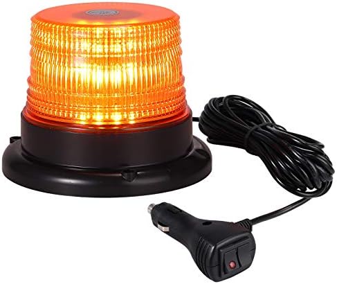 Justech 12/24V Flashing Beacon 40W 40 LED Emergency Warning Strobe Light Amber Strobe Lights 7 Flash Modes Waterproof with Magnetic Base for Truck Vehicle