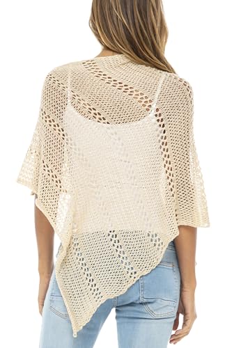 Back From Bali Womens 100% Cotton Knit Poncho Sweater Lightweight Artisan Summer Shrug Shawl2