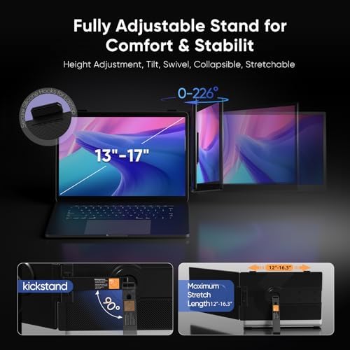VueForge Laptop Screen Extender, 14" FHD 1080P Dual Screen Monitor for Laptop Ultra-Light Portable Monitor with USB-C/HDMI, Plug & Play for Windows/Mac/Chrome/Android — view 4
