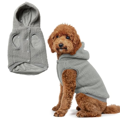 Spark Paws Dog Sweater, Hooded Hoodie for Cold, Warm Clothes for Small Medium Large Breeds - Silver Grey - 2XL