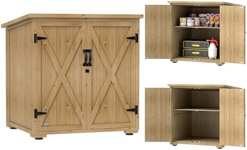 Outsunny Armoire de Rangement en Bois pour Le Jardin, Double Porte étagère réglable et Toit bit...