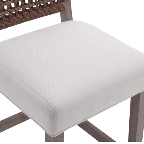 Chairusbarstoolssetof2counterheightbarstoolswithwovenbacksupportfarmhousecounterstools27inchwoodenbarstoolsforkitchenislandbarclubentertainmentroomlinenbeige Urban Country Home Decor Chairus bar stools set of 2 counter height bar stools with woven back support farmhouse counter stools 27 inch wooden barstools for kitchen island bar club entertainment room linen beige urban country home decor