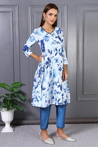 Image of W for Woman Schiffli Embroidered Straight Rayon Kurta