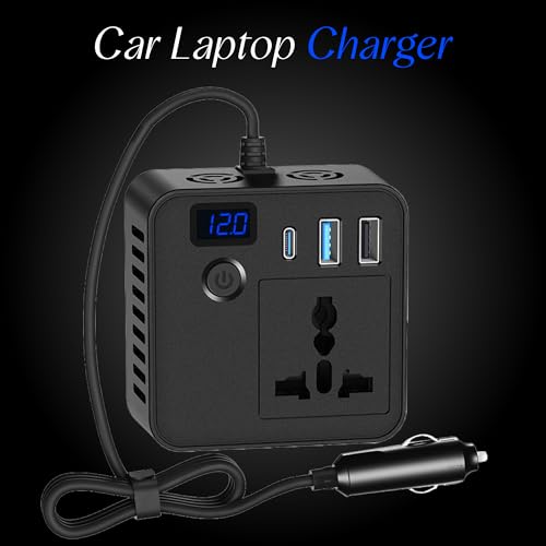 Image of PRONOD 200W Car Power Inverter with 30W Type-C PD, 18W USB, AC Socket & Cigarette Lighter Slot, 12V Car Plug, LED Indicator, Power Button & Cooling Fan, Cup Holder Design for Car