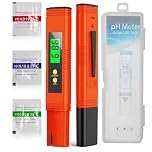 PH Meter, Digital High Accuracy Water Quality PH Meter with ATC, 0-14 Measurement Range PH Tester for Household Drinking Water, Hydroponics, Aquarium Water, Pool(Orange-01)