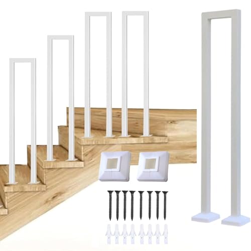 Pasamanos de escalera en forma de U, barandilla de escalera de seguridad antideslizante, nórdica, moderna, cuadrada, adecuada para interiores y exteriores, villas y pasillos (90 cm (2,95 ft),