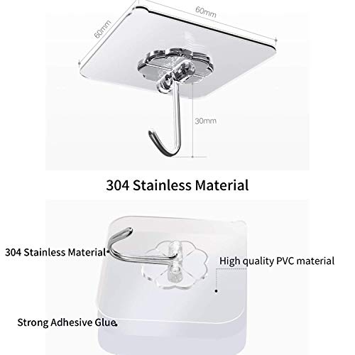 Image of OMLER Heavy-Duty Self Adhesive Wall Hanger Waterproof Stick Wall Hooks Hangers Max Load 10 kg (10 Pieces, Transparent, Plastic)