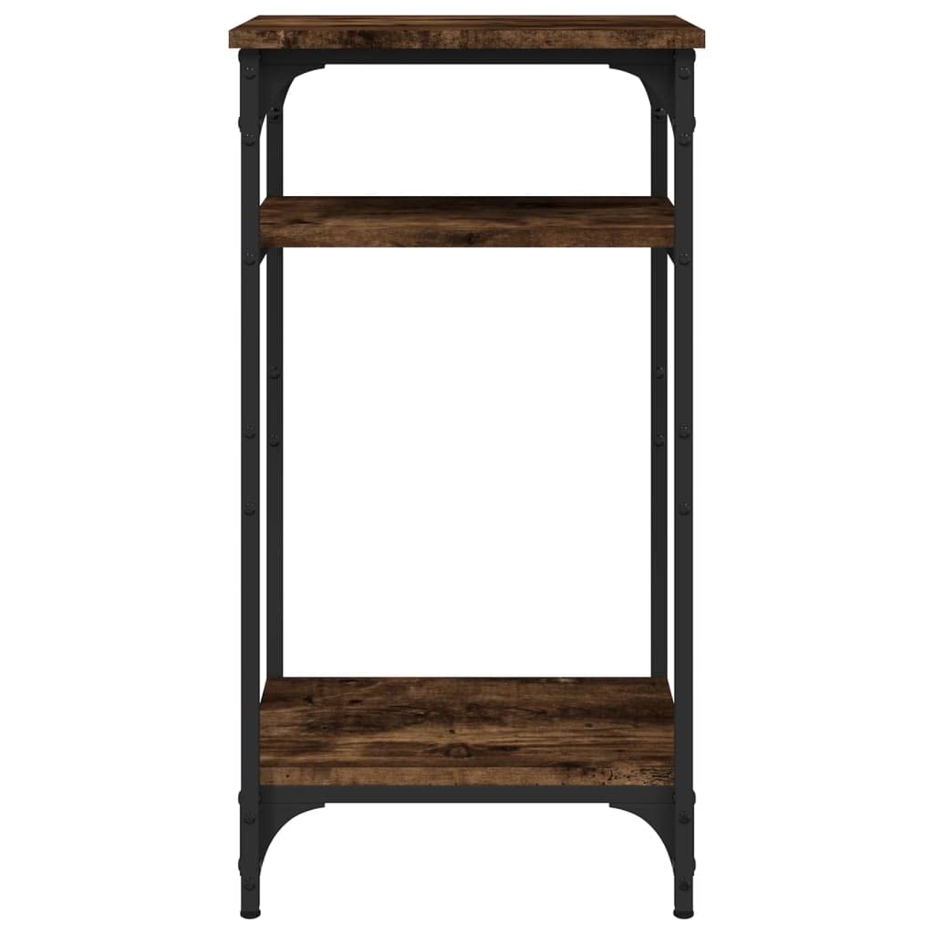 Beistelltisch Räuchereiche Holzwerkstoff mit Stahlrahmen 40x30x75 cm Stabiler Couchtisch mit Ablagefach für Wohnzimmer Schlafzimmer Flur Balkon ideal als Ablagetisch und Sofatisch