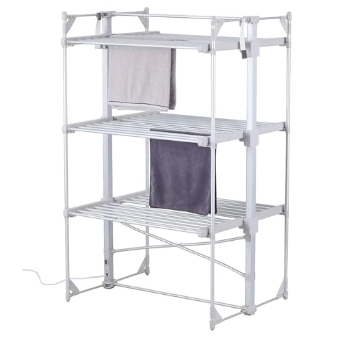 Livhome 3 Tier A Frame Heated Clothes Airer, Energy-Efficient Folding Electric Dryer, Portable Indoor Laundry Rack, 330W Energy Efficient 30 Rails, 135cm, 17.5m Drying Space - Image 3