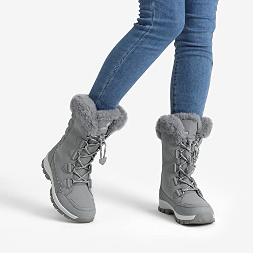 Dream Pairs Women's Waterproof Winter Snow Boots, Warm Comfortable Faux Fur Insulated Non-Slip Outdoor Lace-Up Mid Calf Booties,Sdsb2206W,Light/Grey,Size 8.5 #TOP4