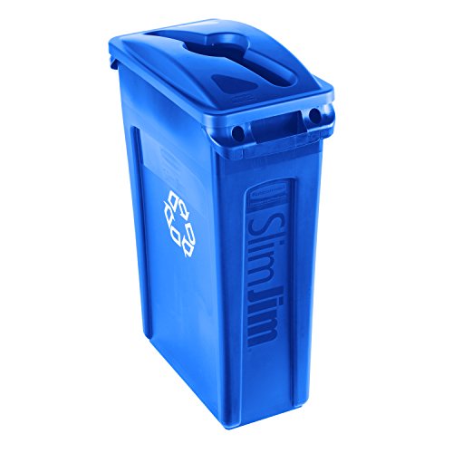 Image of Rubbermaid Commercial Products Slim Jim Trash Can Lid Blue Waste Lid for Paper /Bottle /Can Compatible with Slim Jim 23 Gallon Recycling Container