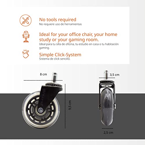 Set di 5 rotelle per sedia girevole da ufficio, da...