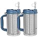 32 Oz Hospital Mug (2) with Pearl Blue Lids - Insulated Cold Drink Travel Mugs