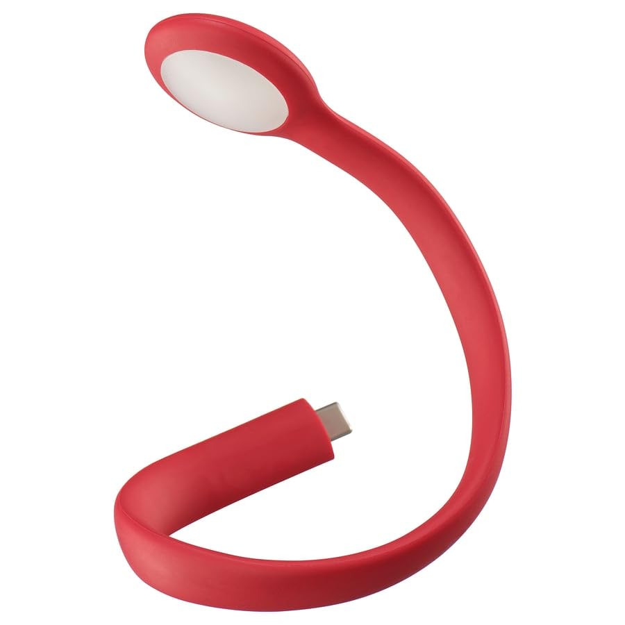 HÖSTULOTA LED USB Lamp, Red, 30 cm (12 in) – Flexible USB LED Light for Laptop, Desktop, Power Bank & Bedside Reading, Energy-Efficient Portable Task Lamp-image-13