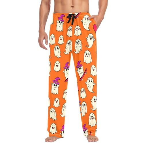 Spirits Wearing Hats Men's Cotton Pajama Pants with Pockets and Drawstring Comfortable and Stylish,S