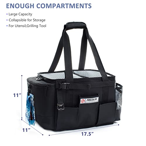 FREECOLSH Black Waterproof Caddy, 16" x 11" x 11", with Detachable Strap and Shoulder Pad for Carrying Utensils and Camping Supplies - Image 5