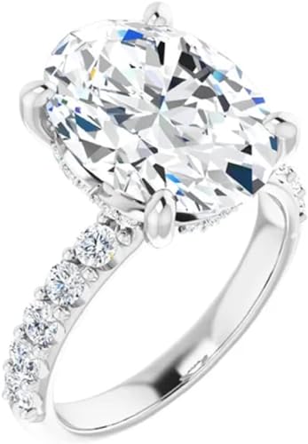 JEWELERYIUM 6 CT Oval Cut Colorless Moissanite Engagement Ring, Wedding/Bridal Ring Set, Solitaire Halo Style, Solid Sterling Silver Vintage Antique Anniversary Promise Ring Gifts for Her3