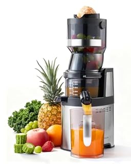 MOKKOM Commercial Cold Press Juicer, 5.9" Large Feed Chute Juice Extractor Machine, High Juice Yield, Slow Masticating Juicer for Whole Vegetables & Fruits, Easy to Clean for home and commercial use