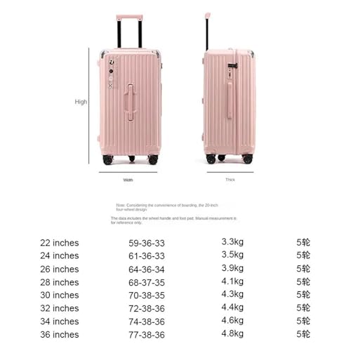 Suitcase Large Capacity Suitcase ABS PC Large Size Luggage Trolley Case with Five Wheels Fall Unisex Travel Bags (Color : Blue, Size : 36 inch)2