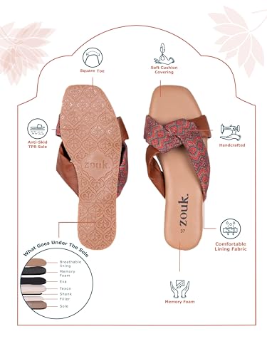 Image of ZOUK 100% Vegan Leather Handcrafted Women's Cross Sliders