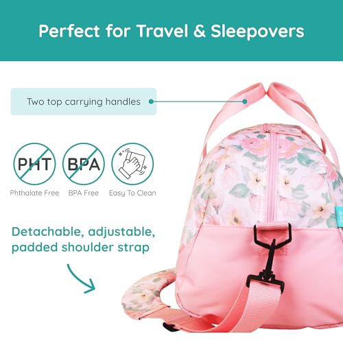 Image of JumpOff Jo by Wildkin Overnighter Duffel Bag - Lightweight Travel Bag for Kids - Floral Watercolor