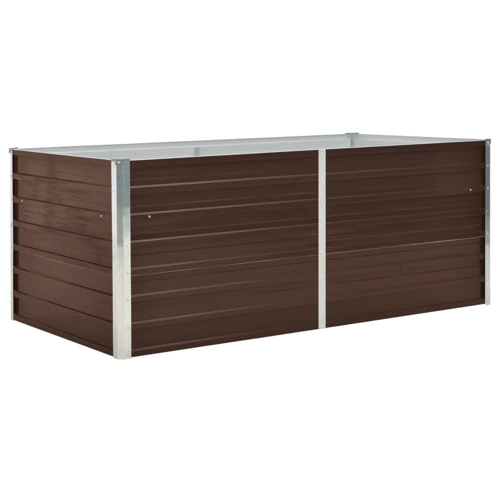 vidaXL Letto di Coltura Rialzato Cura Piante Orto da Balcone Bordo Arrotondato Elegante Fiori Vaso Fioriera 160x80x45 cm in Acciaio Zincato Marrone