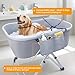 AceRide Dog Bathtub, Collapsible Dog Bath Tub with Ergonomic Design, Portable Elevated Station for Bathing & Grooming, Suitable for Cats & Small to Medium Dogs, Indoor & Outdoor, Gray