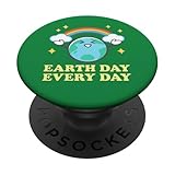 Tag der Erde: Jeden Tag, Regenbogenkugel, rettet den Planeten, Männer, Frauen PopSockets Klebender PopGrip
