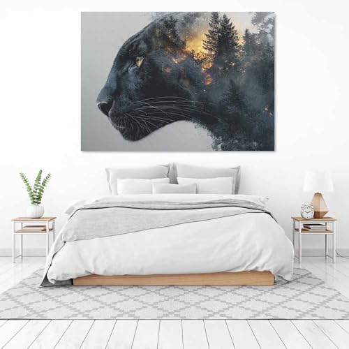 Impression sur toile léopard noir et blanc pour déco de salon moderne - 3