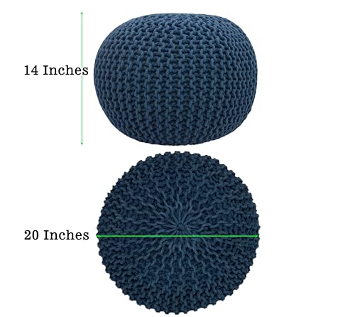 COTTON-CRAFT-Hand-Knitted-Cable-Style-Dori-Pouf-Blue-Floor-Ottoman-Cotton-Braid-Cord-Handmade-Hand-Stitched-Truly-one-of-a-Kind-Seating-20-Dia-x-14-High COTTON CRAFT Hand Knitted Cable Style Dori Pouf Blue Floor Ottoman Cotton Braid Cord Handmade Hand Stitched Truly one of a Kind Seating 20 Dia x 14 High