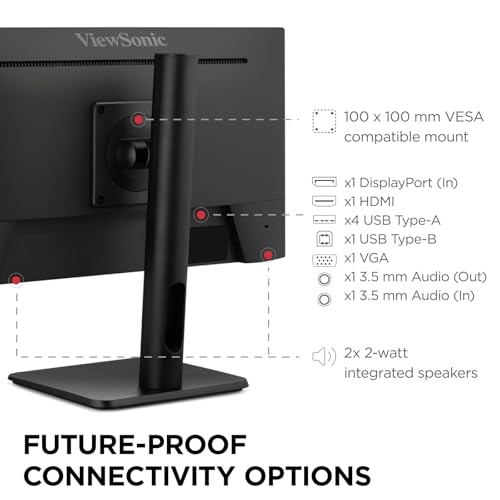 Image of ViewSonic VG2242 22 Inch 1080p Monitor, VA Display with 120Hz for Smooth Home and Office Productivity, Advanced Ergonomics, HDMI, DisplayPort, VGA, and USB Inputs