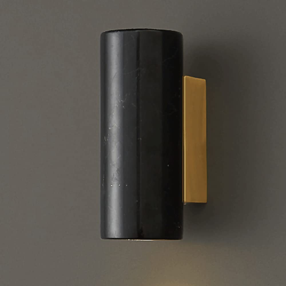 KBUUKYYXouy Wall Light Cylinder Marble Wall Mount Lighting Fixture, Indoor Decoration Wall Sconce Lamp Contemporary Brass Finsih Wall Sconces for Bedroom Headboard (Green) (Bianco)(Black)