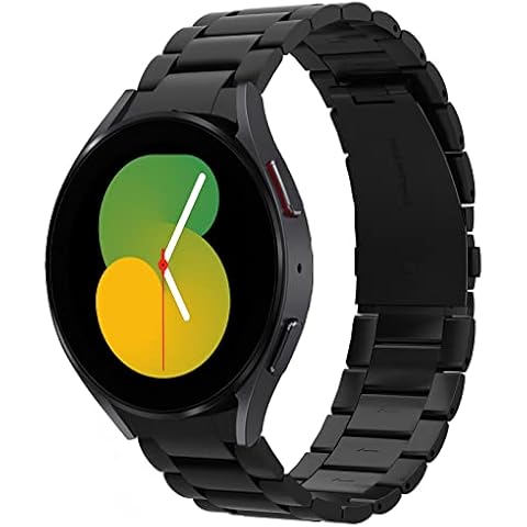 Aimtel No Gap Galaxy Watch 4 Strap 40mm/44mm,Galaxy Watch 5 40mm/44mm,Metal Stainless Steel Band Compatible with Samsung Galaxy Watch 4/5 40mm&44mm Replacement Strap, Black Cover