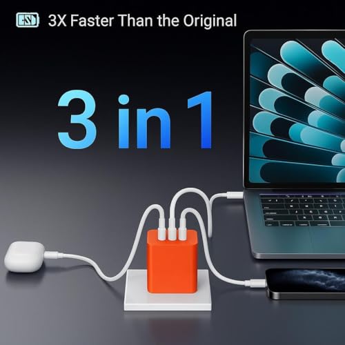 Image of 65W Super Fast Charger Adapter Compatible with Nothing Phone 1 / Phone 2A / 2a Plus / 2 /Buds, 65w GaN Power Charger Adapter for Mobile, Type C Charging Adaptor (Orange)