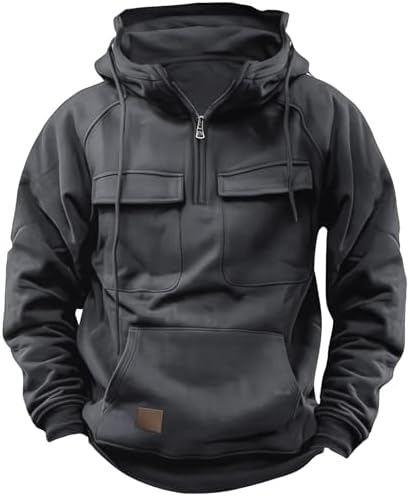 Hello MrLin Cargo Hoodies For Men UK Tactical Sweatshirt Zip Up Hoodies Workout Gym Men Fashion Outdoor Work Hoodie Sweatshirts for men